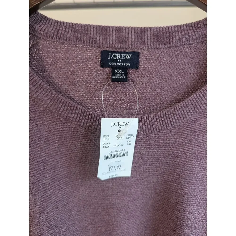NWT J.Crew Factory Men's 100% Crewneck Sweater Plum Size XXL CD617 MSRP $89.50